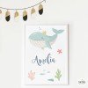 Quadre infantil personalitzat – La balena reina sota el mar | Decoració paret per a nena