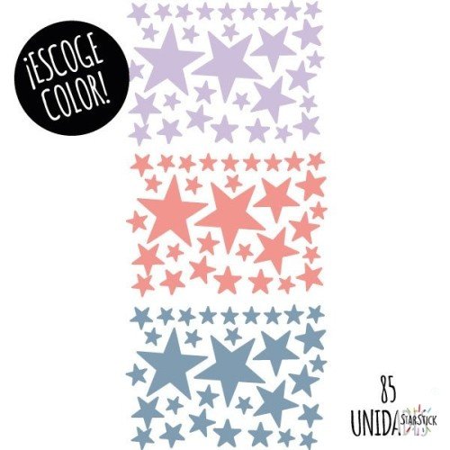 Vinilo infantil de estrellas decorativas - 85 estrellas en 3 colores personalizables