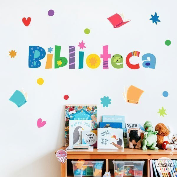 Ideas decorativas para Biblioteca - Vinilos educativos - Colección Happy para bibliotecas