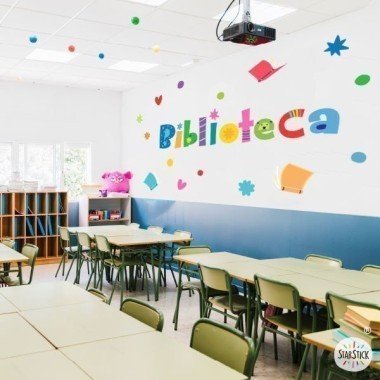 Biblioteca Vinilos educativos - Murales decorativos colección Happy para bibliotecas