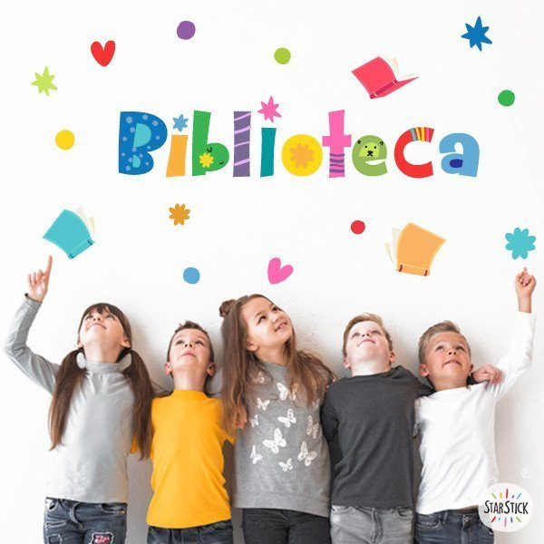 Ideas decorativas para Biblioteca - Vinilos educativos - Colección Happy para bibliotecas