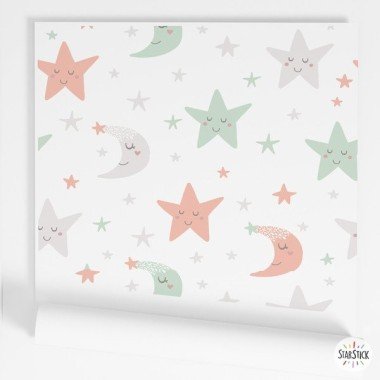 Customizable - Self-Adhesive Paper for Walls and Furnitures - Stars and moons