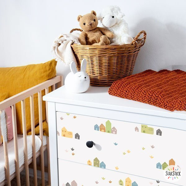 Papel Autoadhesivo paredes y muebles - Casitas