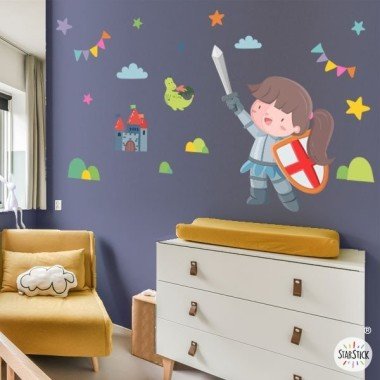 Wall stickers for girls - Medieval knight - Children's decoration