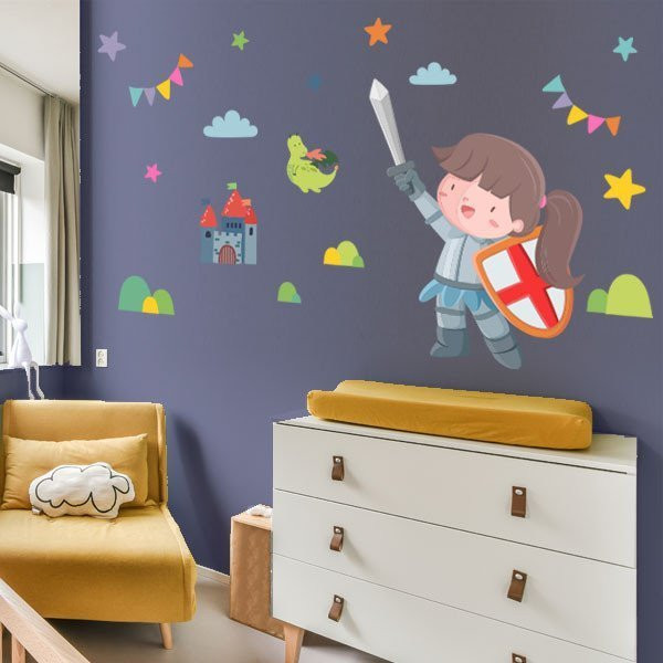 Wall stickers for girls - Medieval knight - Children's decoration