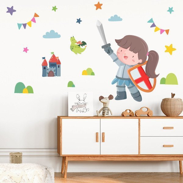 Wall stickers for girls - Medieval knight - Children's decoration