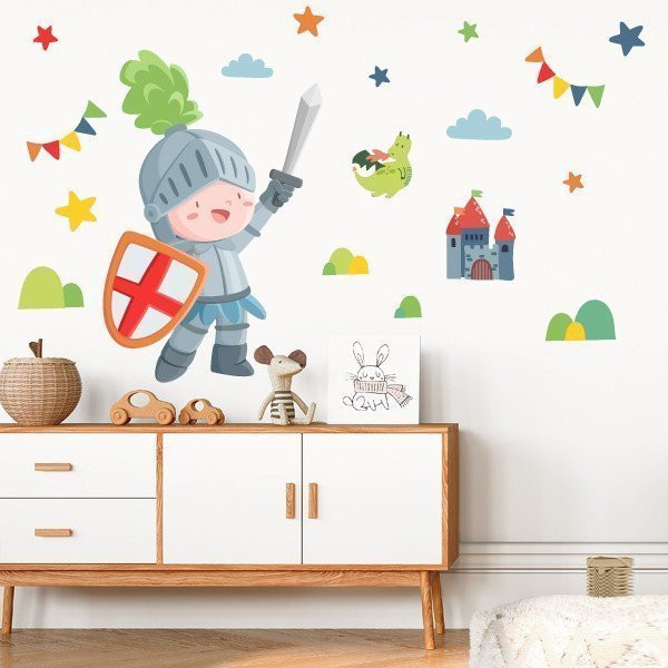 Stickers muraux enfant - Chevalier médiéval - Décoration chambre garçon