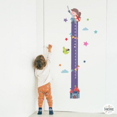 Wall sticker for kids meter - Fille chevalier médiéval