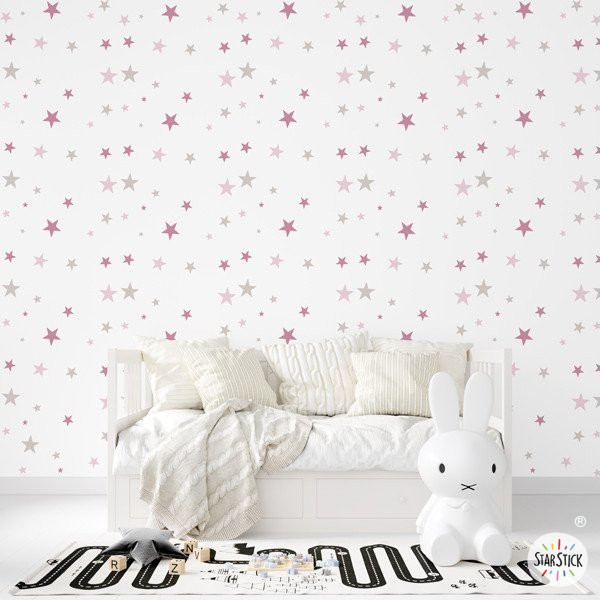 Papel pintado infantil autoadhesivo con estrellas, vinilo decorativo personalizable para habitaciones infantiles.