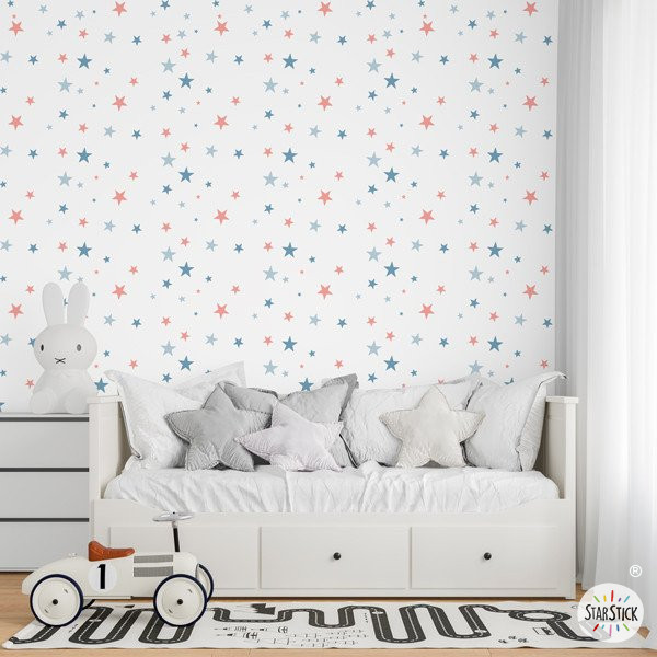 Papier peint enfant autocollant avec étoiles, sticker décoratif personnalisable pour chambres d’enfants.