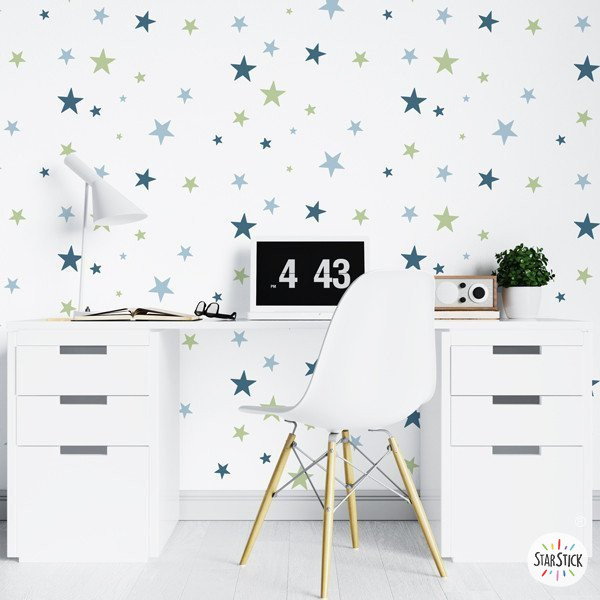 Papel pintado infantil autoadhesivo con estrellas, vinilo decorativo personalizable para habitaciones infantiles.