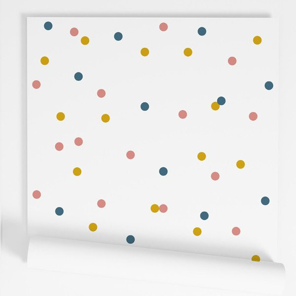 Papel pintado infantil autoadhesivo personalizable con diseño de confeti de colores, fácil de instalar y decorativo.