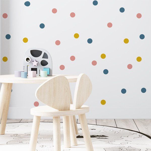 Papel pintado infantil autoadhesivo personalizable con diseño de confeti de colores, fácil de instalar y decorativo.