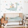 Vinilo decorativo infantil de caballero con dragón mágico para pared de dormitorio infantil.