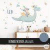 Vinilo decorativo infantil de caballero con dragón mágico para pared de dormitorio infantil.