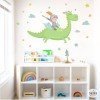 Vinilo decorativo infantil de caballero con dragón mágico para pared de dormitorio infantil.