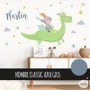 Vinilo decorativo infantil de caballero con dragón mágico para pared de dormitorio infantil.