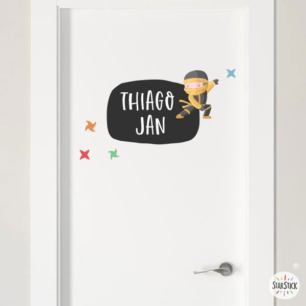 Ninja - Nombre para puertas. Vinilo infantil - Decoración habitaciones niños