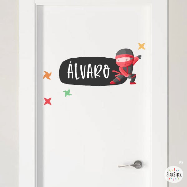 Ninja - Nombre para puertas. Vinilo infantil - Decoración habitaciones niños