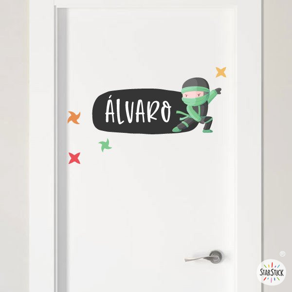 Ninja - Nombre para puertas. Vinilo infantil - Decoración habitaciones niños