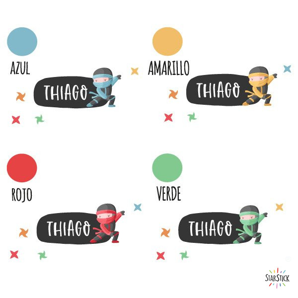 Ninja - Nombre para puertas. Vinilo infantil - Decoración habitaciones niños