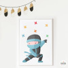 Personalized children's paintings. Colorful ninja. Kids' decoration