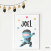 Personalized children's paintings. Colorful ninja. Kids' decoration