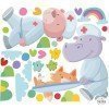 Decoración pediatría - Animales con camilla - Vinilos decorativos para consultorios pediátricos y centros sanitarios