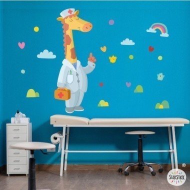 Décoration pédiatrique - Docteur Girafe - Stickers décoratif pour établissements de santé
