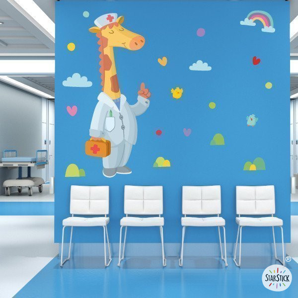 Decoración pediatría - Doctora Jirafa - Vinilos decorativos para centros sanitarios
