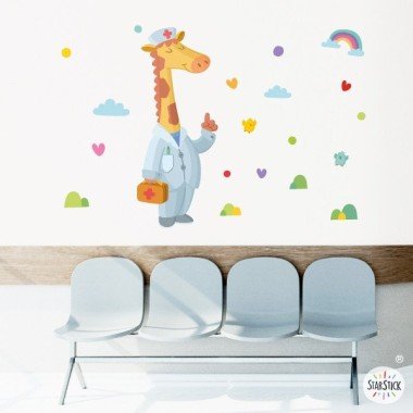 Décoration pédiatrique - Docteur Girafe - Stickers décoratif pour établissements de santé