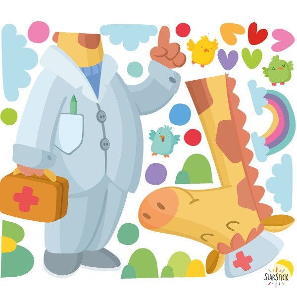 Decoración pediatría - Doctora Jirafa - Vinilos decorativos para centros sanitarios