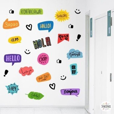 Bonjour dans différentes langues - Sticker décoratif multiculturel