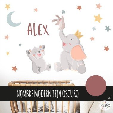 Baby kids wall sticker - Animals touching the moon Tile - Decoration for baby