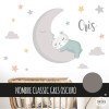 Décoration pour bébé. Sticker Petit ours sur la lune. Turquoise