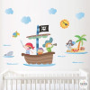 Vinil infantil pirates baby amb vaixell pirata, illa, tauró, sol i núvols per habitació infantil StarStick