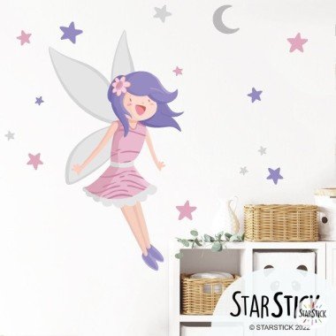 Children's vinyl girl Magic Fairy - Turquoise - Wall deco girls