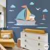 Vinilo bebé Barquita con osito marinero - Vinilo decorativo infantil