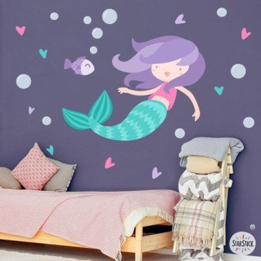 Vinil infantil nena sirena - Vinils decoratius per a habitacions de nenes