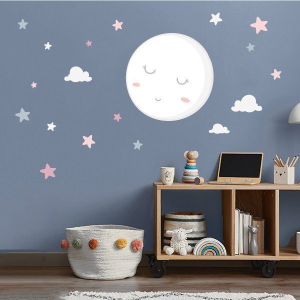 Stickers décoratifs pour bébé avec pleine lune – Chambre d’enfant