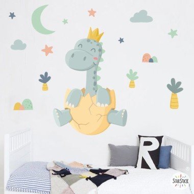 Sticker décoratif pour bébé - Bébé dinosaure - Décoration pour chambres d'enfants