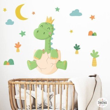 Sticker décoratif pour bébé - Bébé dinosaure - Décoration pour chambres d'enfants