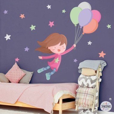 Kids wall sticker Girl with balloons - Wall stickers for girls