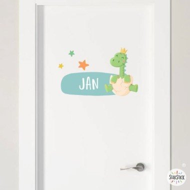 Children's sticker with name - Baby dinosaur - Personalized decoration for baby