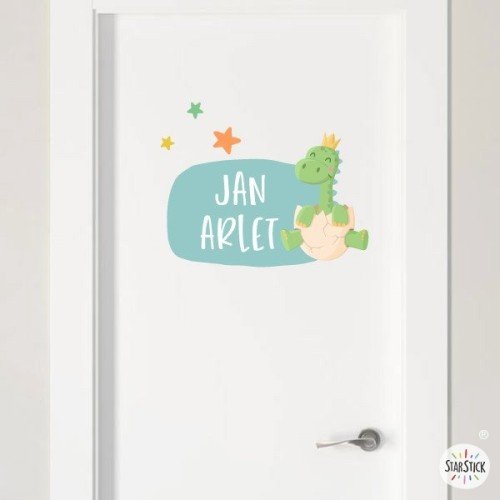 Children's sticker with name - Baby dinosaur - Personalized decoration for baby