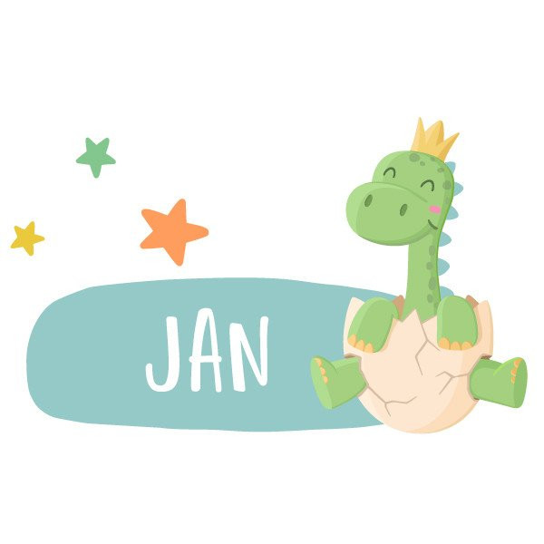 Children's sticker with name - Baby dinosaur - Personalized decoration for baby