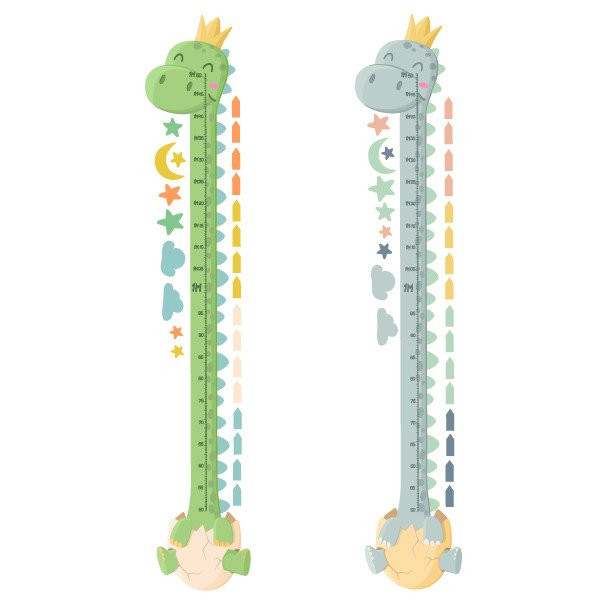 Sticker toise pour enfants - Bébé dinosaure - Décoration pour bébé
