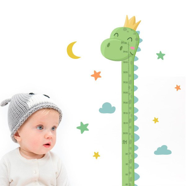Sticker toise pour enfants - Bébé dinosaure - Décoration pour bébé