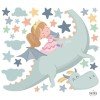 Wall stickers for girls - Little princess and dragon - Nursery decoration StarStick