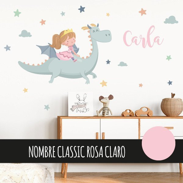Vinils de paret per a nenes - Petita princesa i drac - Decoració infantil StarStick